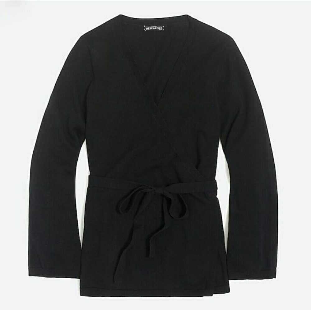 🆕NWT J Crew Flare-sleeve Wrap Sweater- Black🆕